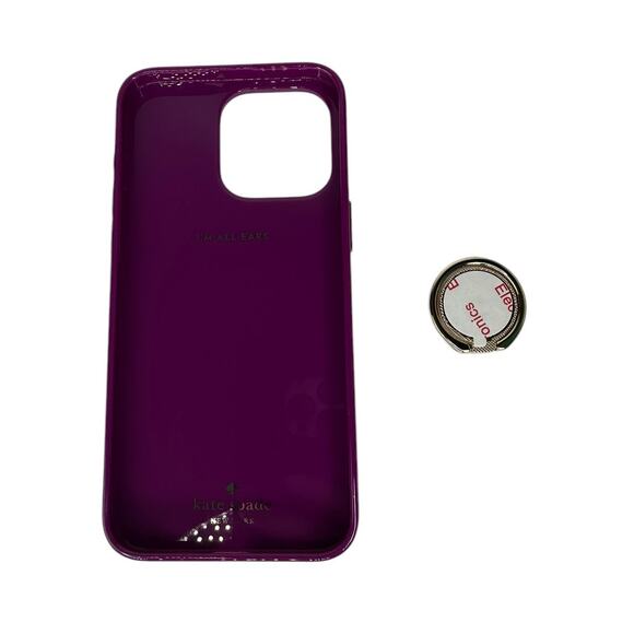 Kate Spade Dark Raspberry Glitter iPhone 15 Pro Max Case with Ring Stand - Picture 5 of 8
